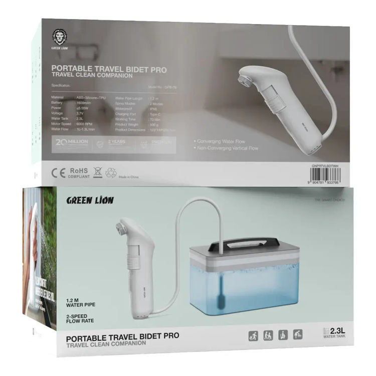 خودشور همراه با مخزن گرین لاین Green Lion Portable Travel Bidet Pro with Tank رنگ مشکی