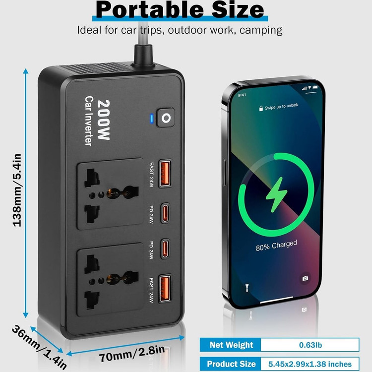 اینورتر فندکی خودرو گرین لاین مدل GC-200