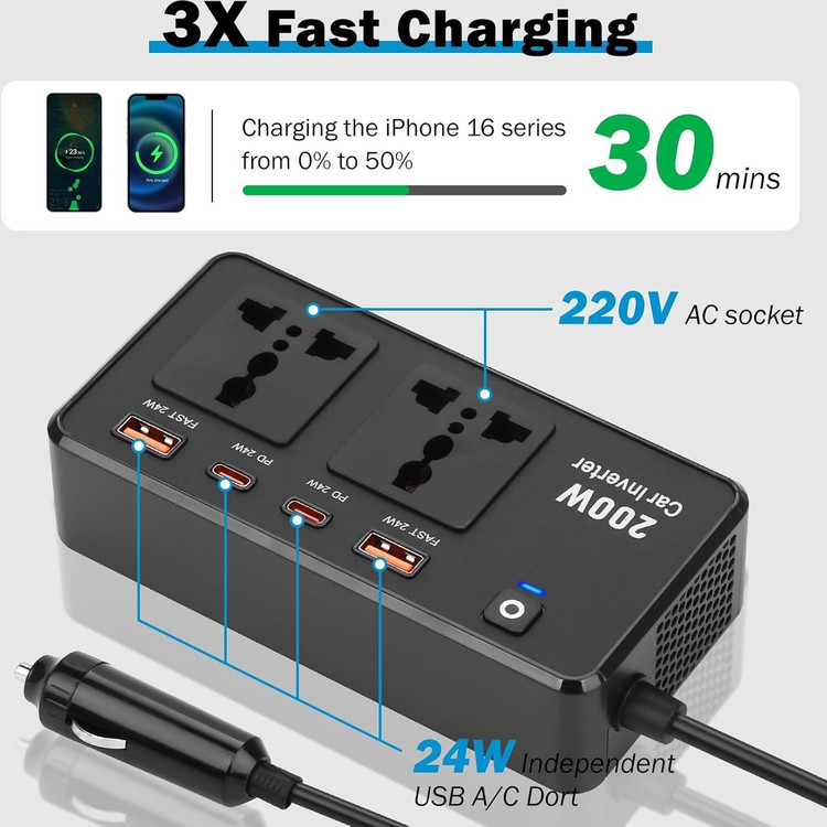 اینورتر فندکی خودرو گرین لاین مدل GC-200