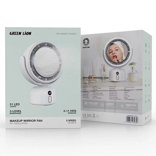 آینه آرایشی و پنکه رومیزی گرین لاین مدل GL-MR17