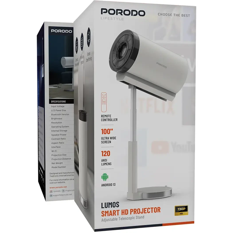 ویدئو پروژکتور هوشمند پرودو مدل LUMOS کیفیت HD