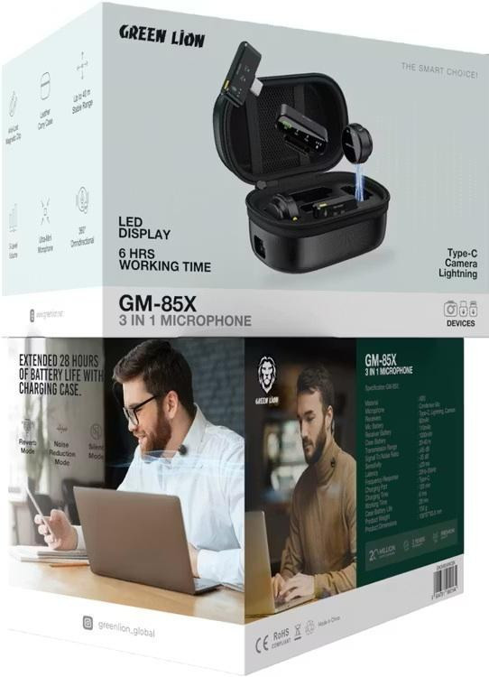 میکروفون بیسیم یقهای گرین لاین مدل GM-85X سه کاره