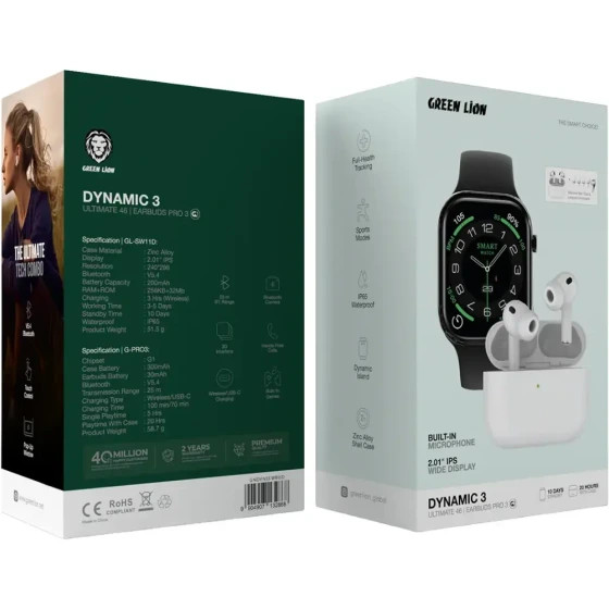 پک ساعت هوشمند Dynamic 3 Ultimate و ایربادز پرو3 گرین لاین