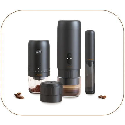 دستگاه قهوه ساز شارژی به همراه آسیاب و فوم زن LEPRESSO COFFEE KIT