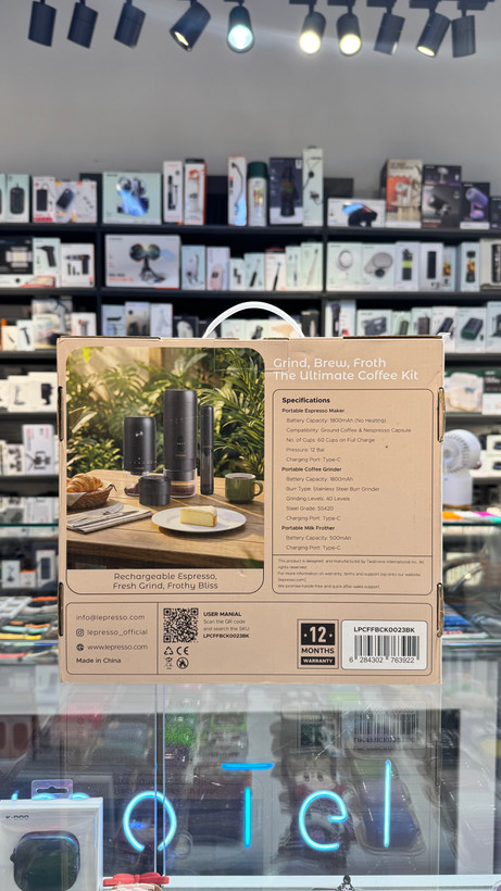 دستگاه قهوه ساز شارژی به همراه آسیاب و فوم زن LEPRESSO COFFEE KIT