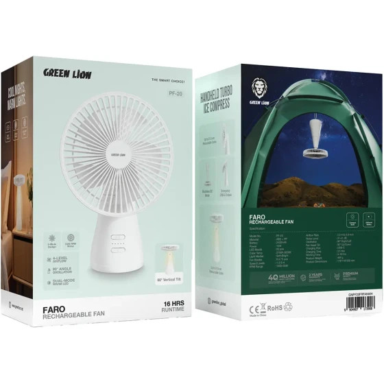 پنکه شارژی Faro گرین لاین(GNPF20FRFANWH)Green