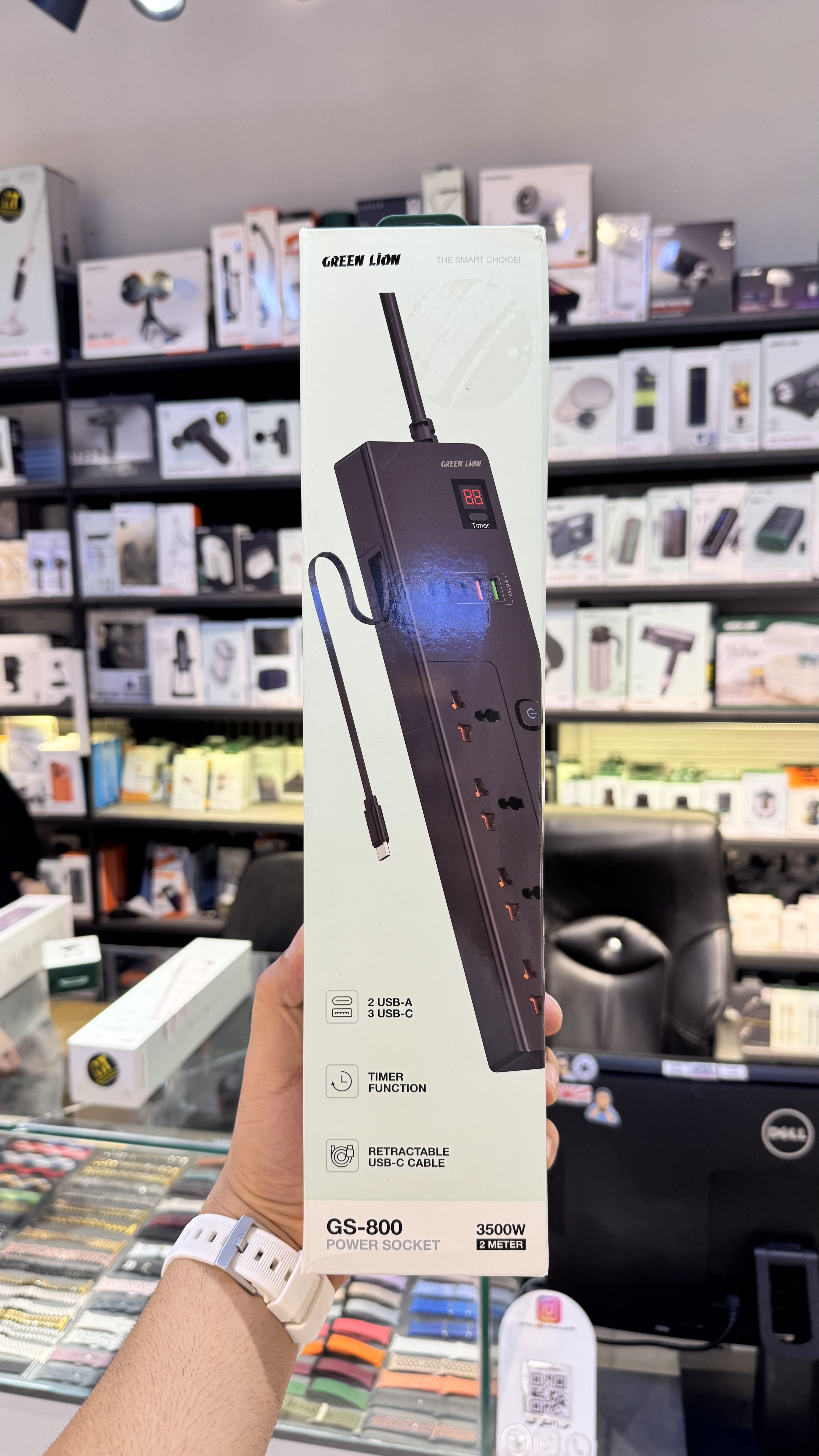 چندراهی برق گرین مدل GS-800 ظرفیت ۳۵۰۰ وات با ۴ خروجی و کابل ۲ متر