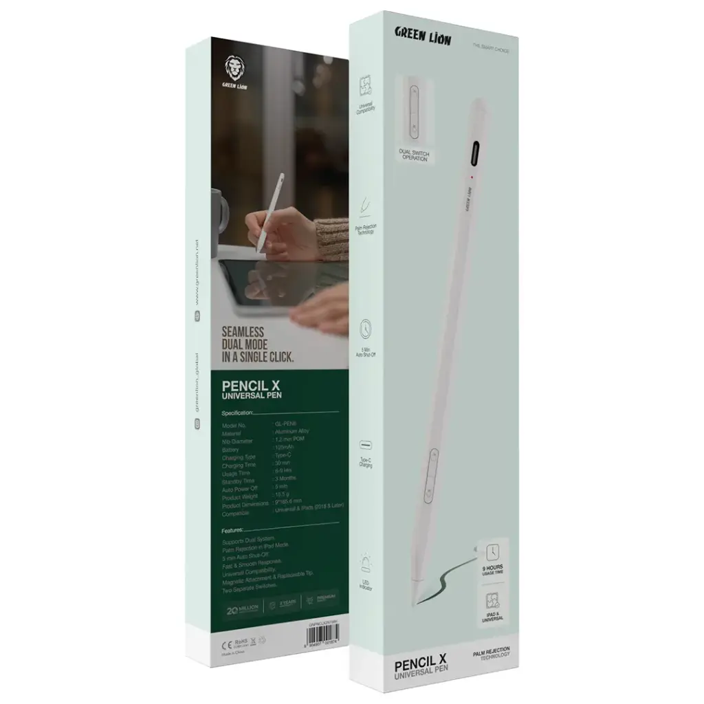 قلم هوشمند گرین لاین Pencil X Universal Pen مدل GNPNCLX2N1WH