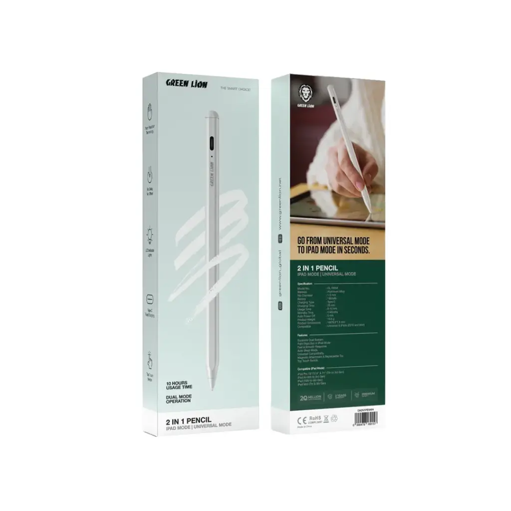 قلم لمسی هوشمند گرین لاین 2 در 1 مدل Green Lion 2 in 1 Pencil