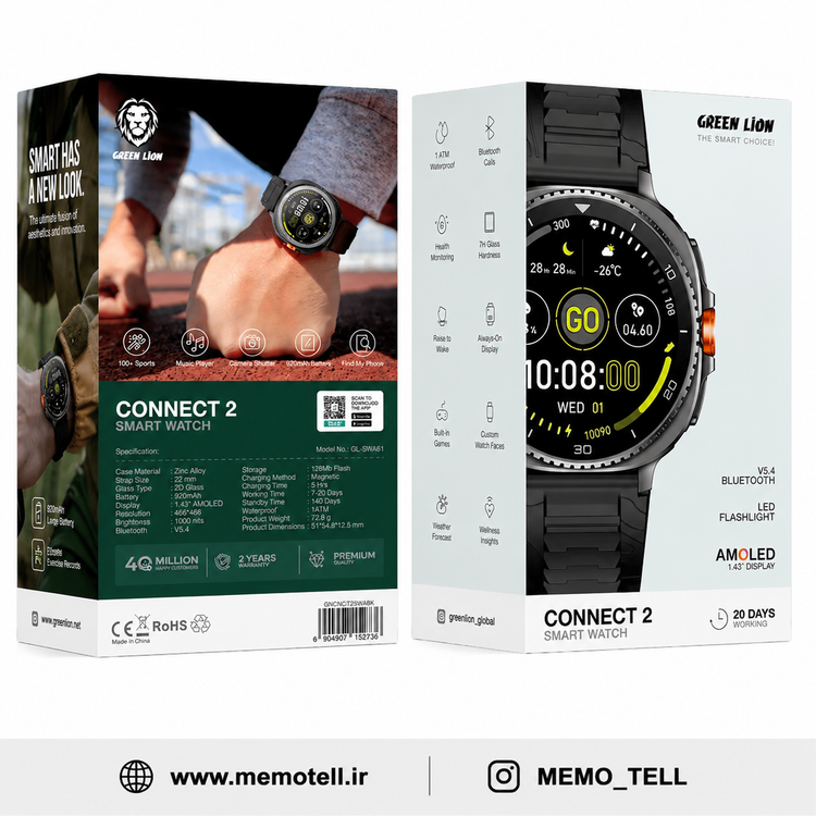 ساعت هوشمند گرین لاین مدل Connect 2 با نمایشگر AMOLED و قابلیت مکالمه بلوتوثی