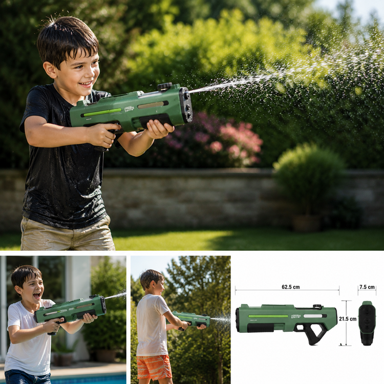 تفنگ آبپاش شارژی دو نازل گرین لاین مدل GN65 | Green Lion GN65 Dual Nozzle Water Gun