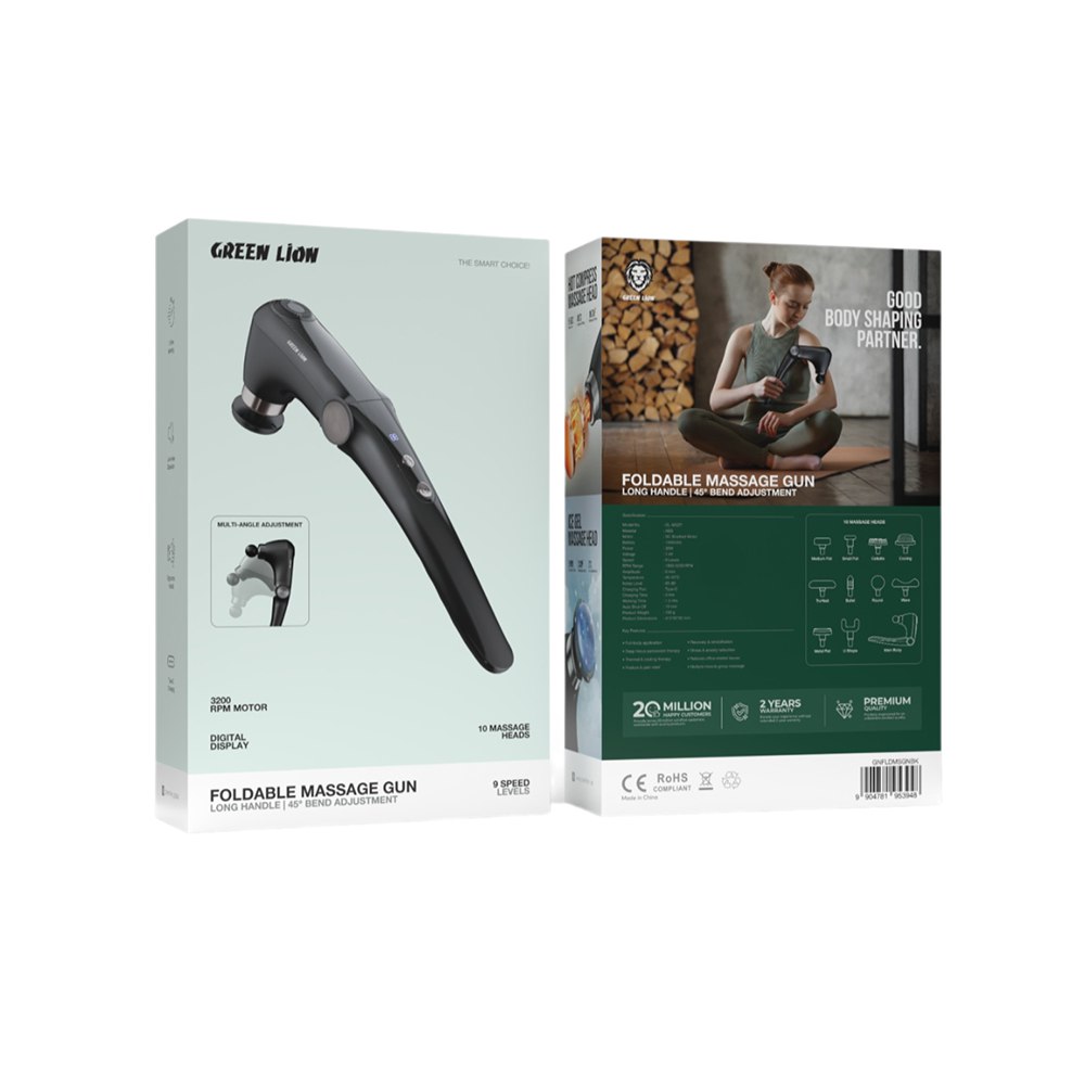 ماساژور تفنگی تاشو گرین لاین مدل Foldable Massage Gun با دسته قابل تنظیم