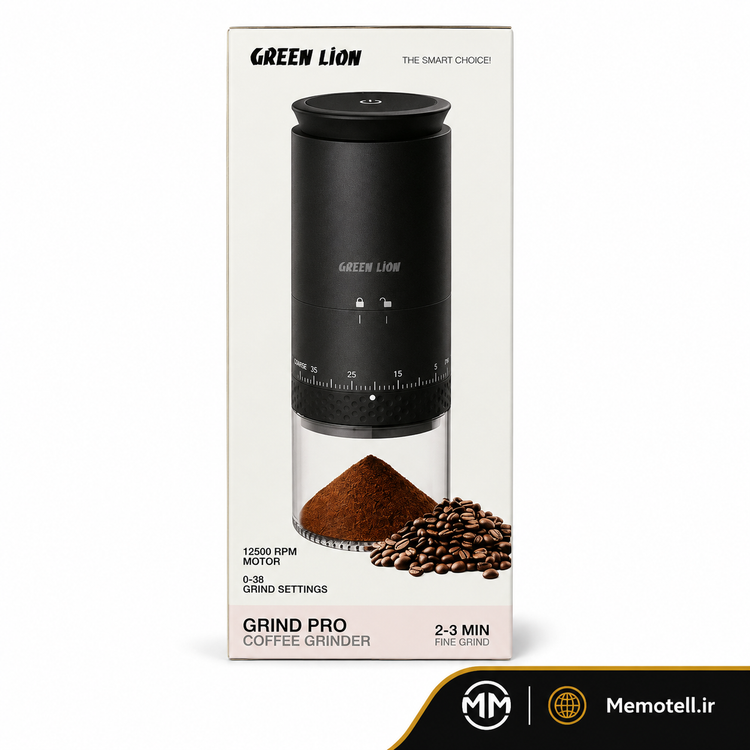 آسیاب قهوه شارژی گرین لاین مدل Grind Pro با 38 درجه تنظیم آسیا