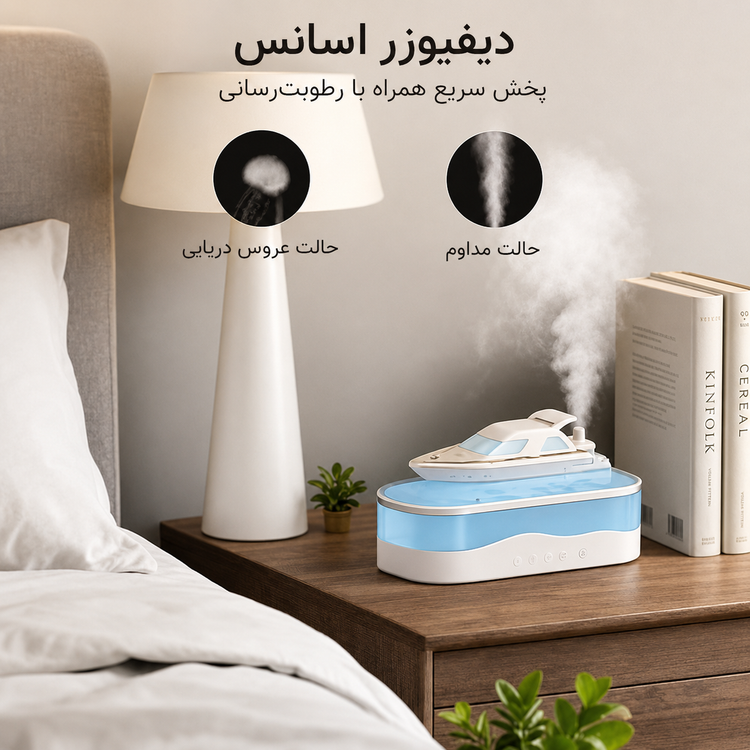 بخور سرد و رطوبتساز طرح قایق Yacht Humidifier مدل L001 با نورپردازی LED