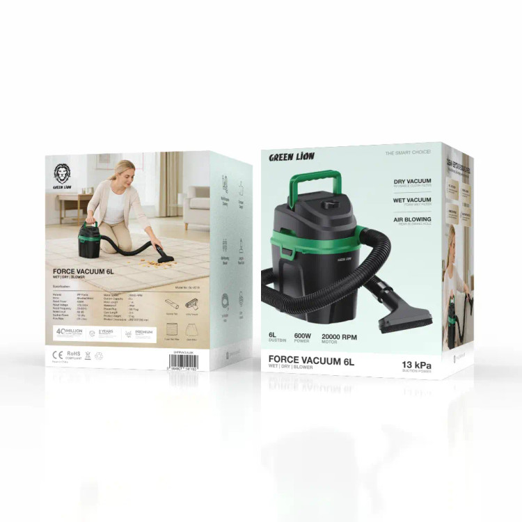 جاروبرقی سطلی گرین لاین Force Vacuum 6L سهکاره | خشک، تر و دمنده