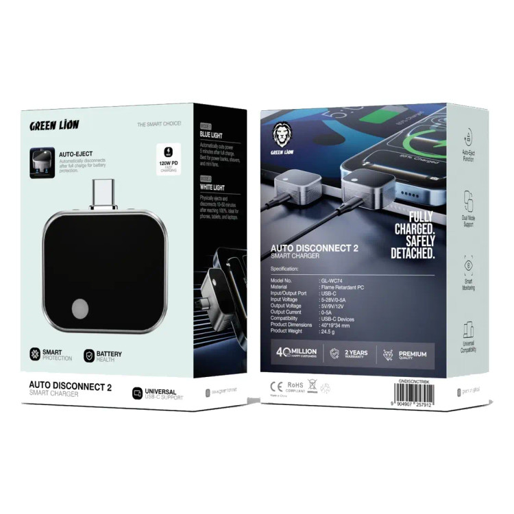 شارژ هوشمند گرین لاین مدل Auto Disconnect 2 با قابلیت قطع خودکار و توان ۱۲۰ شارژ