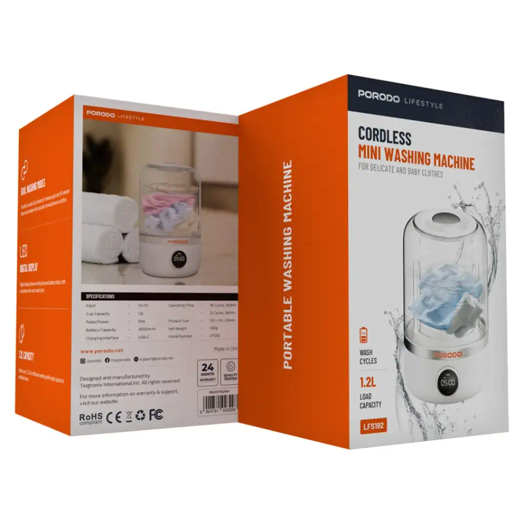 ماشین لباسشویی مینی قابل حمل بیسیم پورودو لایفاستایل مدل PD-LFST192WH