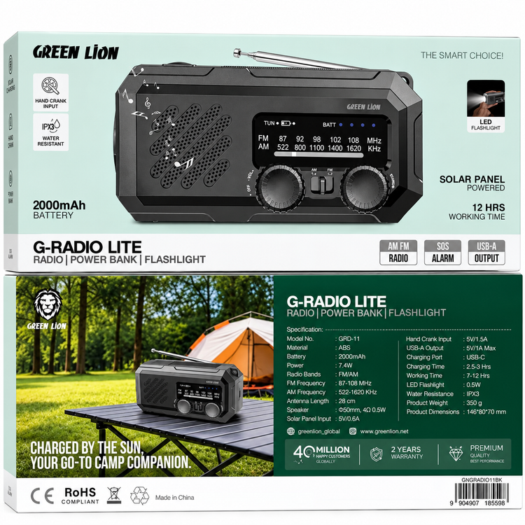 رادیو، پاوربانک و چراغ قوه گرین لاین G-Radio Lite با باتری 2000 میلیآمپر ساعت